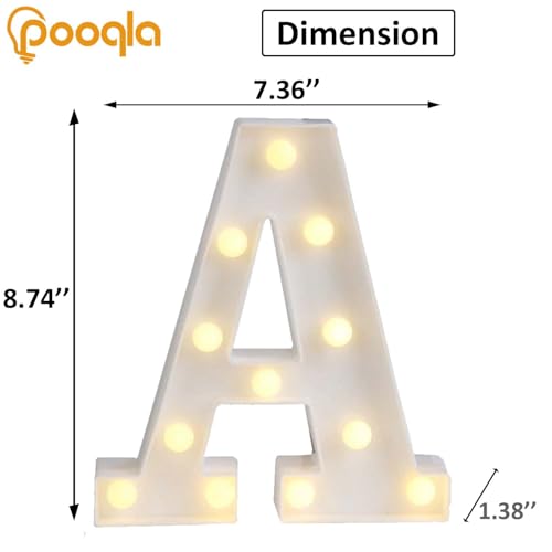 Image of Pooqla LED Marquee Letter Lights Sign, Light Up Alphabet Letter for Home Party Wedding Decoration A (Pack of 3)