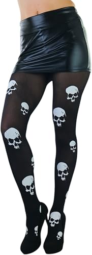 Image of ToBeInStyle Women's Skull Crossbones Skeleton Pirate Symbol Hosiery Tights & Thigh High Stockings