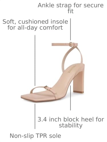 Image of CELLENZ Women Chunky High Heels: Platform Square Comfortable Block Heel | 3.9 Inch Sexy Strappy Open Toe Heels - Summer Formal Commuting Night Prom Party Wedding Comfortable All-day Sandals