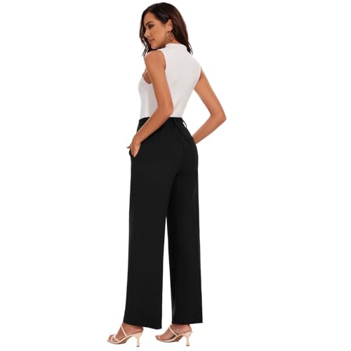 Wide Leg Dress Pants High Waisted Trousers Business Casual Work Pants with Pockets Women's Slacks for Office4