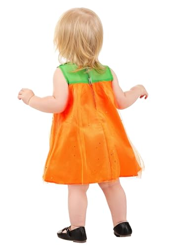 Disfraz infantil de vestido calabaza brillante para niña miniatura 2
