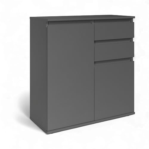 Brest - Cassettiera in antracite con ampio spazio di archiviazione 80 x 84 x 35 cm larghezza x altezza x profondità