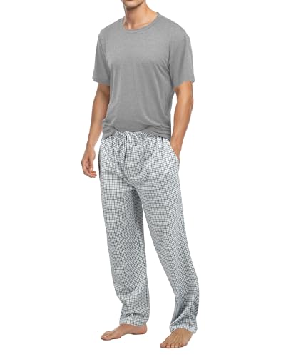 Andrew Scott Mens Executive Soft Pajama Set | 2 pc Crew Top & Drawstring Bottoms LoungeWear