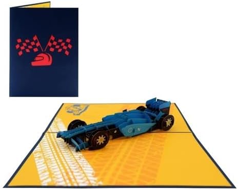 ETA Tarjeta de felicitación de auto de carreras emergente 3D, diseño de automóvil deportivo hecho a mano para cumpleaños, día del padre, graduación,