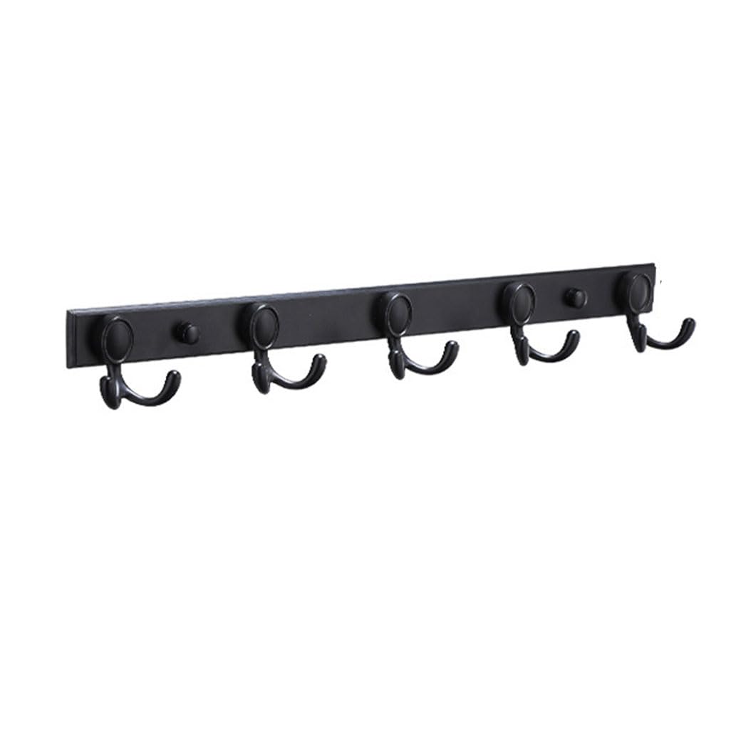Lmysxaoz Black5 Vintage Metal Coat Rack Wall Mount, Aluminum Thickened Hooks Hanging Rail Antique Clothes Towel Racks For Bathroom Entryway Bedroom Behind The Door 6Hook