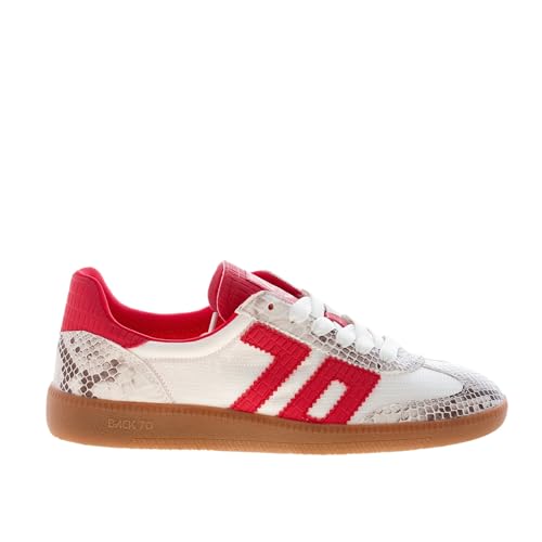 Baskets Ghost blanc et rouge Back 70 chaussures tissu cuir reptile