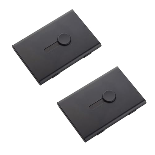 2PCS Metal Business Card Holder Case Thumb Slide Push Open fit 18 Name Credit ID Cards Pocket Card Box Design for Men Women, 94mmx65mmx12mm, Black+Black