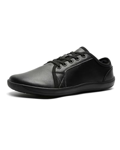 Mens Womens Minimalist Barefoot Sneakers Leather Shoes Wide Toe Box Zero Drop Walking Shoes
