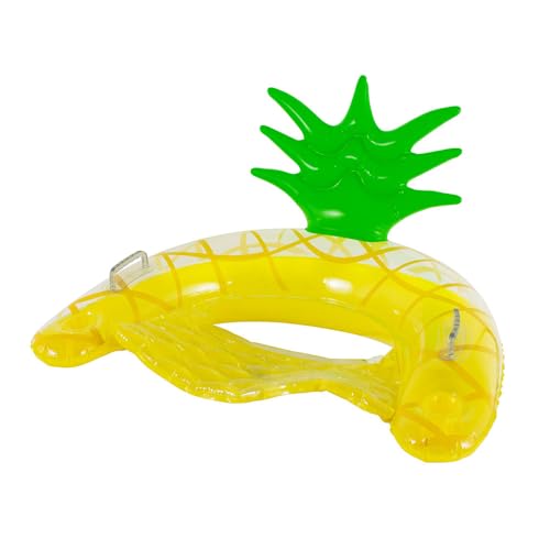 PoolCandy Resort Collection Jumbo Pineapple Sun Chair with Backrest – Oversized Inflatable Pool Lounge Chair, Tropical Design, Heavy-Duty PVC, 250 lb Capacity by Poolcandy - Used condition - US$11.59