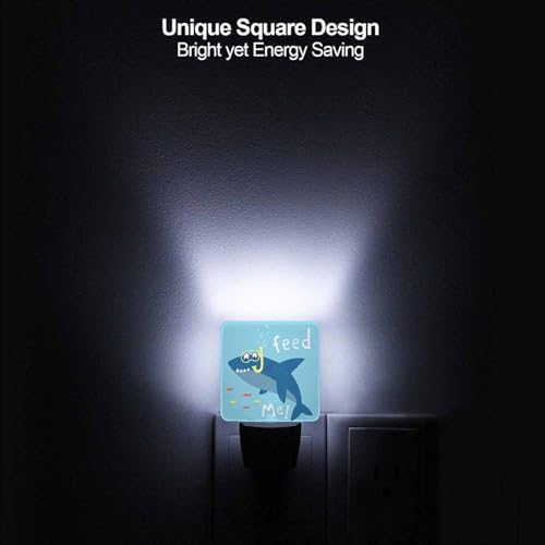 Image of LED Night Light,Funny Cartoon Shark Kids LED Night Light Plug into Wall with Dusk to Dawn Light Sensor White Energy Efficient Nightlight for Bedroom Bathroom Hallway Living Room Kitchen