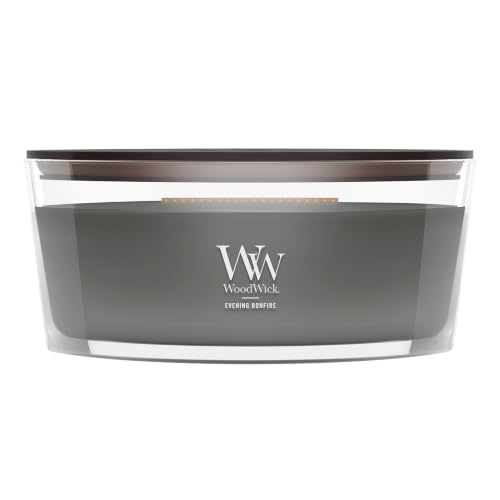 WoodWick Evening Bonfire Holiday Candle Gifts for Women and Men, 16 oz Ellipse Candle...