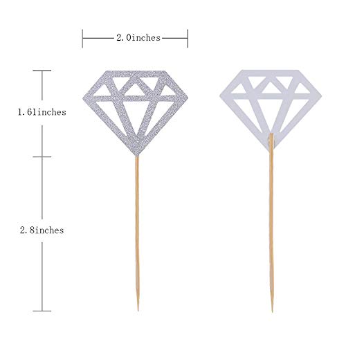 Tkmos E9614T 50 Pack Cupcake Toppers Silver Glitter Diamond Cakes Toppers Cupcake Decor Party Cake Decoration Supplies thumb #3
