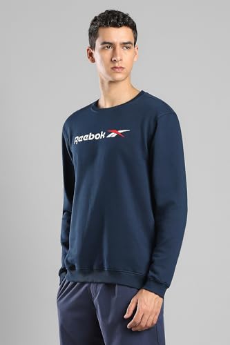 Image of Reebok Men's Classic Crew Sweatshirt - Cozy Fleece Pullover, No Hoodie Design