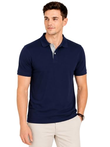 Image of Men's Solid Polo T-Shirt | Short Sleeve | Regular Fit | Soft Breathable Fabric | Casual & Smart Wear | Button Placket Collar Top |