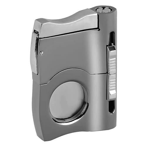 V-Cutter Cigarrblad – rostfritt stål med 2 cigarrstämplar, cigarrer V-skärare | Guillotine av rostfritt stål med vasst skärblad, cigarrskärare V-snitt för fars dag gåva till jul