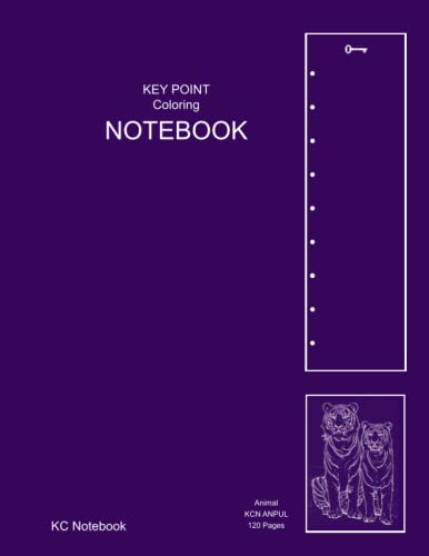 Key Point Coloring Notebook, KC Notebook: Lined Notebook Journal with Key Point, Bullet Space and Animal Coloring Pictures (Code: KCN ANPUL) - Purple ... in x 11 in with 120 Pages and Glossy Cover