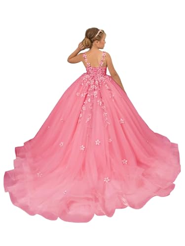 Clixsy Flower Girl Dress Tulle Appliques - Princess Pageant Dress Girls Birthday Party Ball Gown