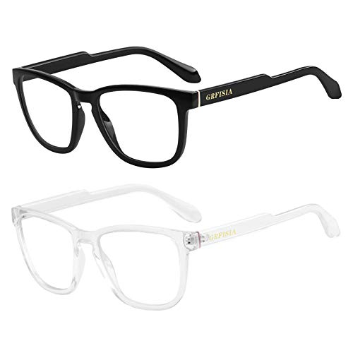 Grfisia Blue Light Blocking Glasses Women-Men.retro Square Anti Eyestrain Computer Gaming Glasses 2 Pack #TOP7