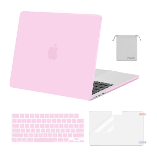 Image of MOSISO Compatible with MacBook Air 13 inch Case M5 2026 M4 2025 M3 M2 2024-2022 A3449 A3240 A3113 A2681,Hard Shell&Keyboard Cover&Screen Film&Pouch for MacBook Air 13.6 inch Case, Dusty Pink