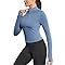PINSPARK Langarmshirt Damen Sportshirt Funktionsshirt Langarm Stehkragen mit 1/4 Reißverschluss Basic Tops Unterhemd Layer Warm Thermo Oberteil Slim Fit Fleece Winter Himmel Blau S