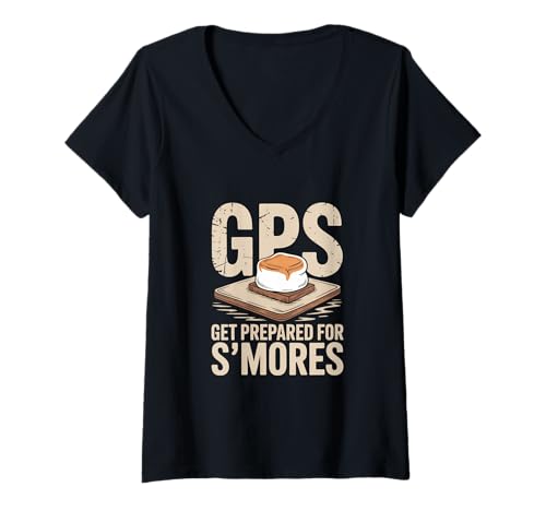 Smores Campfire Treats - Womens Get Prepared for S'mores Campfire Dessert Lovers V-Neck T-Shirt