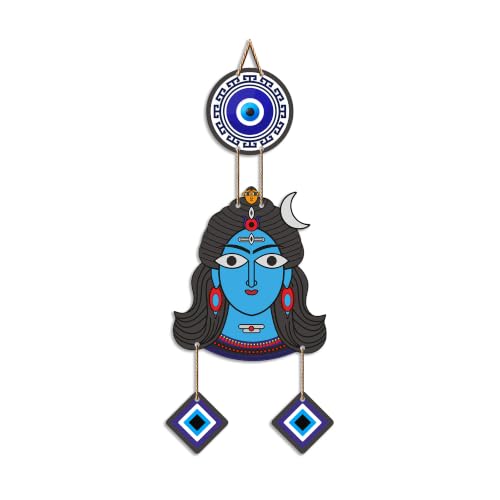 Image of Artvibes Shiva Face Evil Eye Wall Hanging for Home Temple & Entrance | Spiritual MDF Wall Decor | Vastu Wall Art for Living Room | Office | Bedroom & Main Door | Gift Item (WH 8590N)