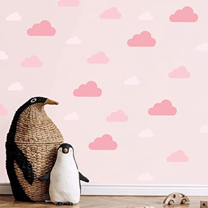 My Nametags® Pink Cloud Wall Stickers | Peel-and-Stick, Removable & Repositionable Wall Decals | Room Decor for Kids' Bedroom, Nursery, Playroom