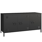 MIOCASA 3 Door Metal Locker TV Cabinet with Shelf Industrial Steel Storage Cabinet TV Stand Entertai