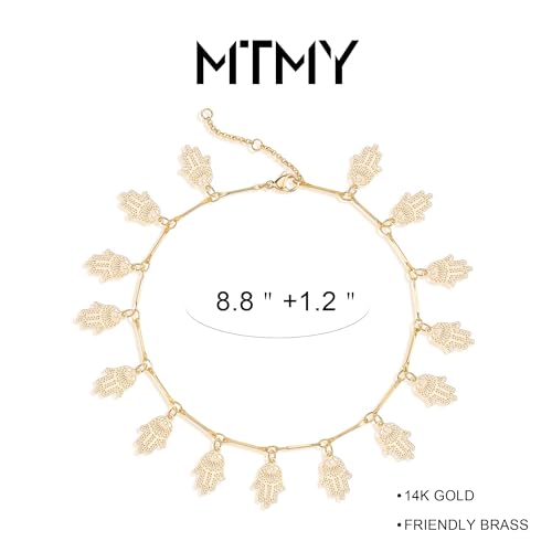 Image of MTMY Gold Anklets for Women 14K Gold Plated Tiny Bead Anklet Colorful Tassel Foot Chain Dainty Adjustable Cute Summer Beach Boho Anklets Jewelry Gift