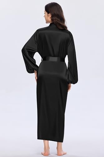 Image of PRODESIGN Satin Kimono Robe Women Long Silky Kimono Bathrobe Sleepwear Wedding Bridesmaid Robe