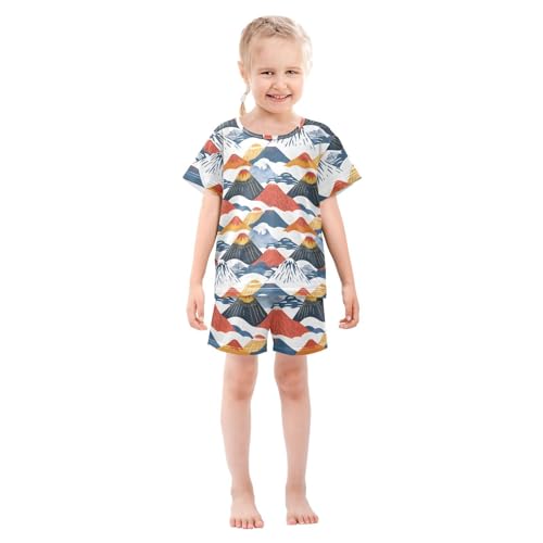 ALAZA Mountain Japanese Pajamas Short Sleeve 2 Piece Sleepwear Top and Bottom Pajama Set Unisex3
