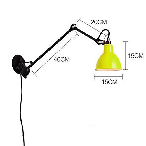Lámpara de pared verde con brazo extensible rocker para iluminación de pasillo 3