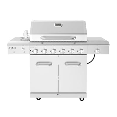 Nexgrill Deluxe 6-Burner Propane Gas Grill with Ceramic Searing Side Burner, Stainless Steel Frame, Rotisserie Kit, 60,000 BTUs Output, BBQ Grill Perfect for Outdoor Gatherings - 720-0896X