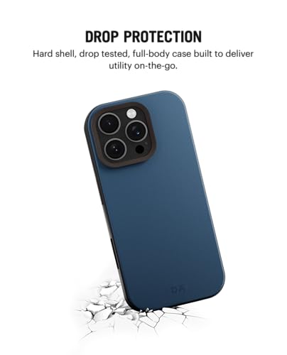 Image of DailyObjects Leatherite Case for iPhone 16 Pro Compatible with Mag-Safe Wireless Charging | Navy Blue-Grey Hybrid Magnetic Back Cover