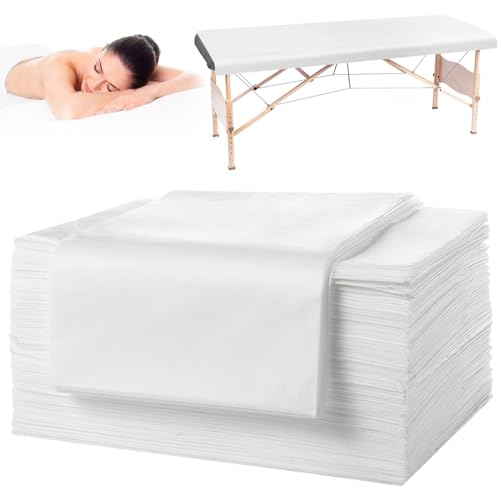 Image of 100PCS Disposable Massage Table Sheets, 71 inch x 31.5 inch Disposable Massage Bed Covers, Breathable Non-Woven Fabric Tattoo Bed Sheets, Single Use Hygiene Sheet for SPA Centers, Beauty Salons, Hotels
