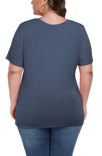 Image of ForHailey Women's Plus Size Short Sleeve Tee Shirt V Neck Basic Ladies Loose Fit T Shirt 1X-5X