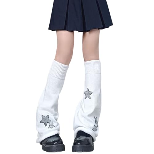 Sexybody Women Leg Warmers Y2K Kawaii Star Print Socks Goth Harajuku Lolita Stylish Cute Japanese Legwarmers Cover for Girls