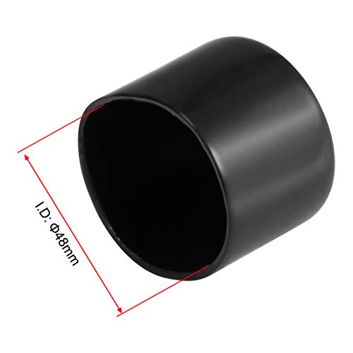 Image of uxcell 4pcs Rubber End Caps 48mm ID Vinyl Round End Cap Cover Screw Thread Protectors Black, 40mm Height