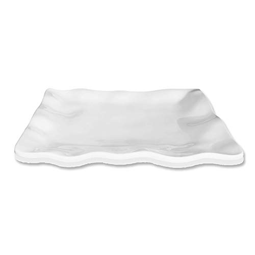 Milton Square Wavy Melamine Platter, White, 12 inch