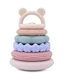 MuyPetit Cubos Apilables Bebé Silicona, Mordedor Silicona, Juguetes Montessori bebé 6-12 meses, Torre Apilable Sensorial para Estimulación y Aprendizaje, Regalo Original para Bebés