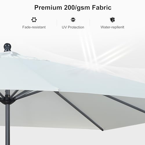 Image of PURPLE LEAF Patio Market Umbrella 6' x 6' Square Tilt White 8 Ribs Coated