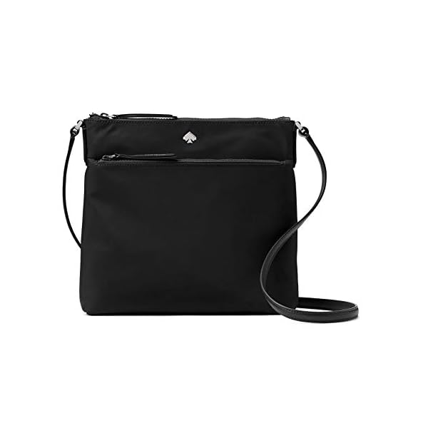 Kate Spade New York Jae Nylon Flat Crossbody Zip Top Black Bag, Medium