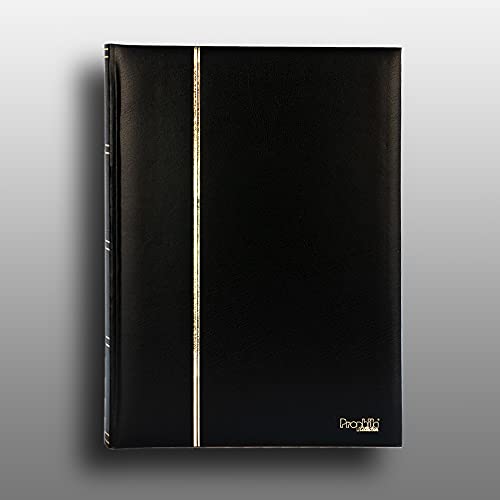 Prophila Collection 60 weiße Geteilte Seiten Briefmarkenalbum Einsteckbuch wattierter schwarzer Einband