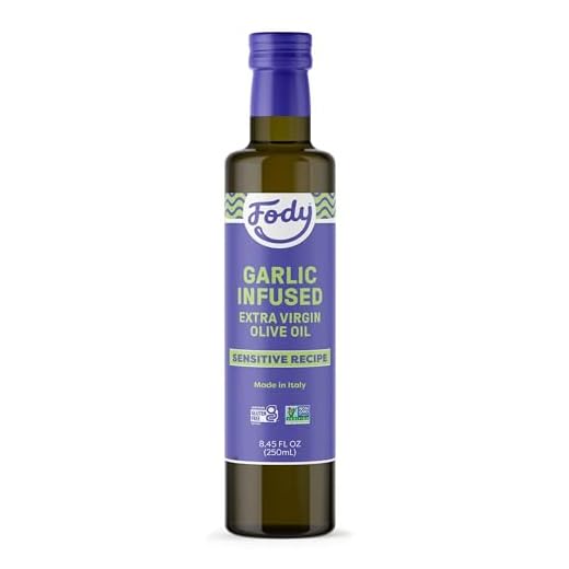 Fody Foods Vegan Extra Virgin Olive Oil | Italian Made Garlic Infused | Low FODMAP Certified | Gut Friendly | IBS Friendly Kitchen Staple | Gluten Free Non GMO