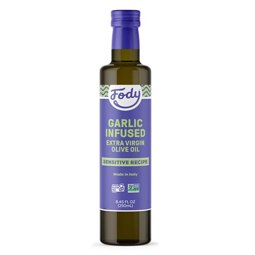 Fody Foods Vegan Extra Virgin Olive Oil, Italian Made Garlic Infused, Cold-Pressed, Low FODMAP Certified, Gut & IBS Friendly