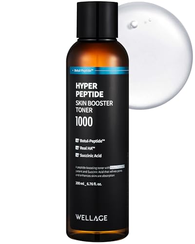 WELLAGE Hyper Peptide Skin Booster Face Toner - Korean Beauty Facial Astringent, Infused Peptide PHA, Anti-Aging, Wrinkle & Elasticity Improvement - for Uneven Texture, Reduces Pores, 6.76 fl.oz.