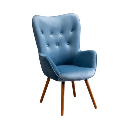 Roundhill Furniture Doarnin Contemporary Silky Velvet Tufted Button Back Accent Chair, Blue