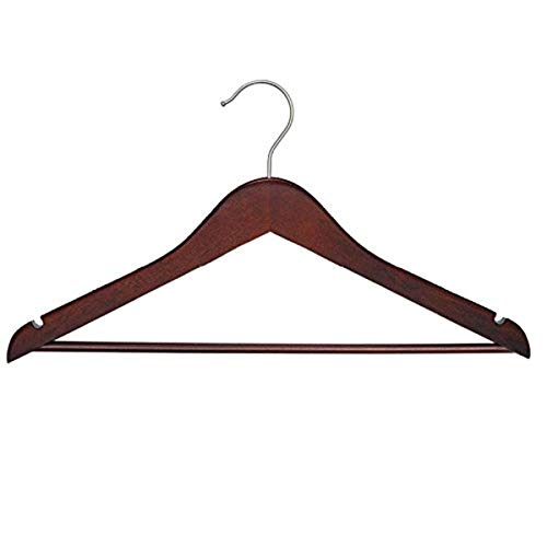 Nahanco 20317Wbhu Wooden Suit Hangers - Line - 17" Low Gloss Mahogany - Home Use, Chrome (Pack Of 25) #TOP8