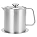 Contenitore per grasso per pancetta con filtro, pentola per filtro per olio da 1000 ml Caraffa per filtro per grasso in acciaio inossidabile Forniture da cucina di grande capacità, 4,5 x 5,7 x 5,9 pol