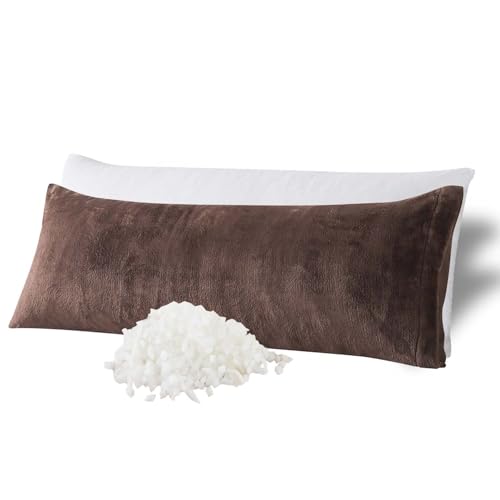 WhatsBedding Memory Foam Body Pillow with Plush Fuzzy Cover, Full Body Pillow for Adults, Long Pillow for Sleeping, Soft Pillow Fluffy Supportive